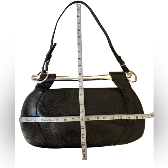Prada Black Leather Silver Metal Top Handle Bar 2 in 1 Shoulder Bag to Clutch - Picture 17 of 17